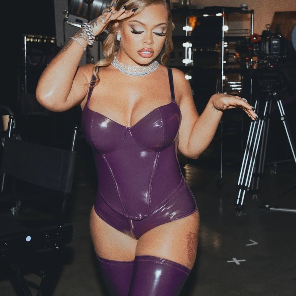 Savage X Fenty Playtime Purple LEATHER TEASE VINYL BUSTIER